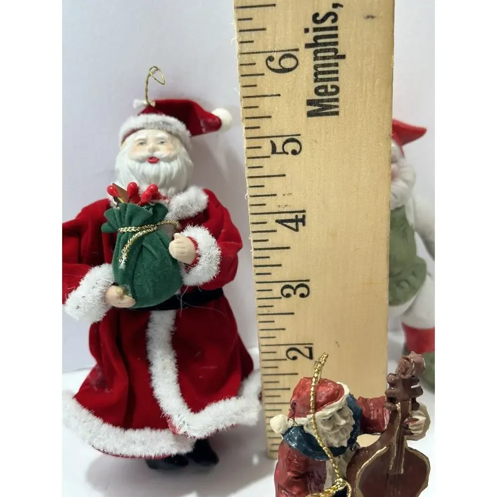 Vintage lot 6 Tree ornaments Christmas Santa Claus Couple Resin Ceramic 70’s80’s